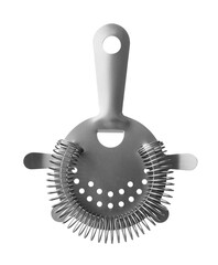 Silver strainer on white background