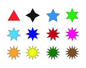 set of stars fourteen different color stars
