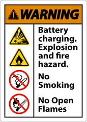 Warning Explosion and Fire Hazard Sign On White Background