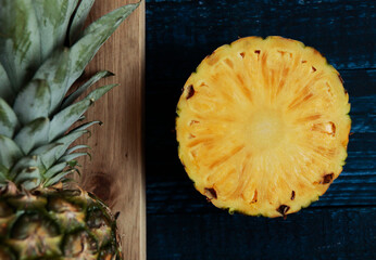 Cut pineapple on the table