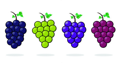 Grapes collection in cartoon style grapes fruit vector art illustration