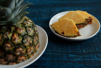Cut pineapple on the table