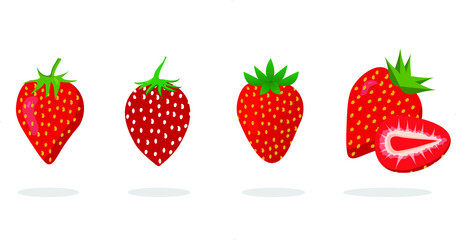 Strawberry collection, red strawberry fruits, strawberry backgrounds, strawberry love cards vector illustration.