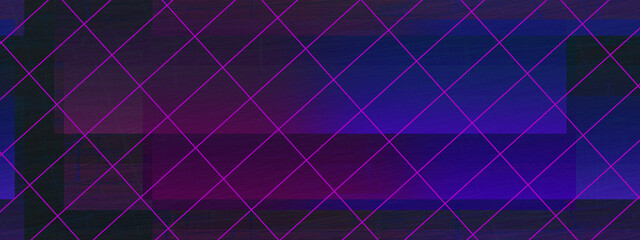Abstract neon grunge textured grid shape background image.