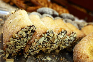 Cookies (Turkish name is Kurabiye) at the bakery shop in Istanbul, Turkey.
