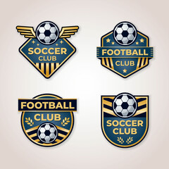 Golden soccer or football badge collection with black and gold star combination.