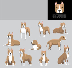 Dog Staffordshire Terrier Cartoon Vector Illustration Color Variation Set - obrazy, fototapety, plakaty