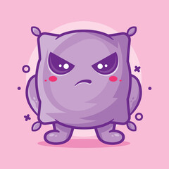 serious pillow character mascot with angry expression isolated cartoon in flat style design