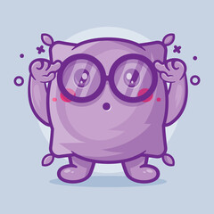 genius pillow character mascot with think expression isolated cartoon in flat style design