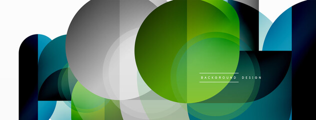 Obraz premium Creative geometric wallpaper. Minimal circle triangle and square line abstract background. Vector illustration for wallpaper banner background or landing page