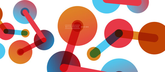 Abstract background. Round dots connected by lines. Trendy techno business template for wallpaper, banner, background or landing