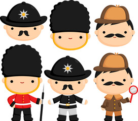 a vector of the royal guards with police and detective
