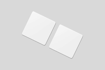 Blank square business card for mockup. 3D Render.
