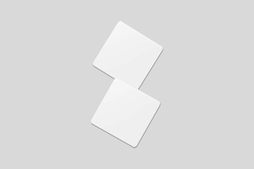 Blank square business card for mockup. 3D Render.