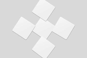 Blank square business card for mockup. 3D Render.