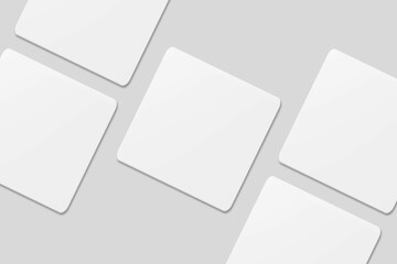 Blank square business card for mockup. 3D Render.