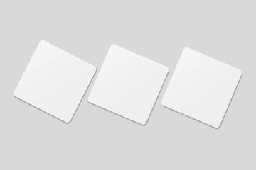 Blank square business card for mockup. 3D Render.