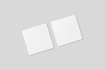 Blank square business card for mockup. 3D Render.