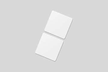 Blank square business card for mockup. 3D Render.