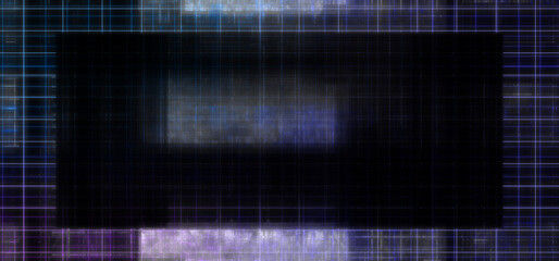 Abstract glitch art grid border background image.