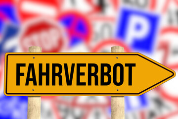 Fahrschule, Verkehrsschilder und Fahrverbot
