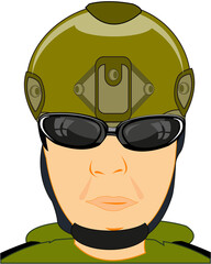 Portrait military on white background is insulated