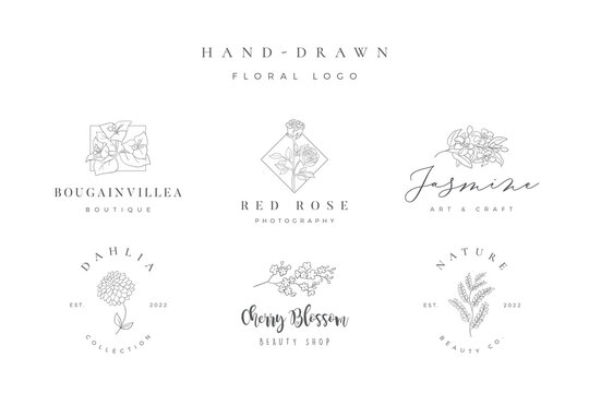 Minimalist handdrawn floral logo