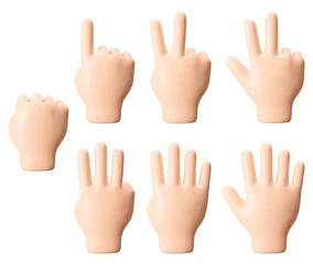 Fotobehang 숫자를 세는 3D 손가락 아이콘 일러스트입니다. 1에서 부터 5까지 손가락으로 표현 된 귀여운 3d 아이콘 이미지 입니다. © SeoEun