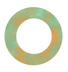 Green Wheel ring donut circular geometric shape frame grung texture illustration