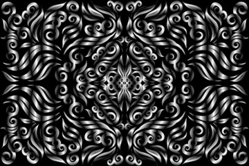 Beautiful black and white colour caleidoscope gradient flower line art pattern wallpaper of indonesian traditional abstract batik  ethnic dayak ornament for commercial  ads