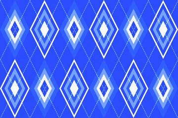 Seamless blue pattern with white lines and colorful rhombus, vector eps 10