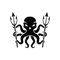 Kraken head skull logo template