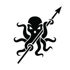 Obraz premium Black Kraken skull logo template
