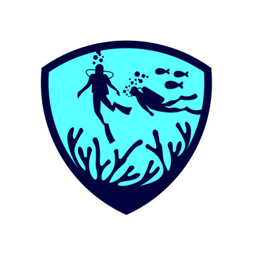 scuba diving vector logo template. diver logo