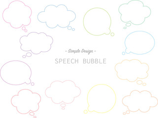 シンプルな想像セリフ吹き出しラインフレームセット