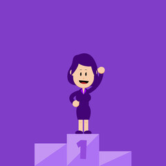 Business concept illustration. A businesswoman ranks first in business and career. Suitable for business illustration