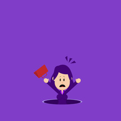 Business concept illustration. A businesswoman falls into a business trap. Suitable for business illustration