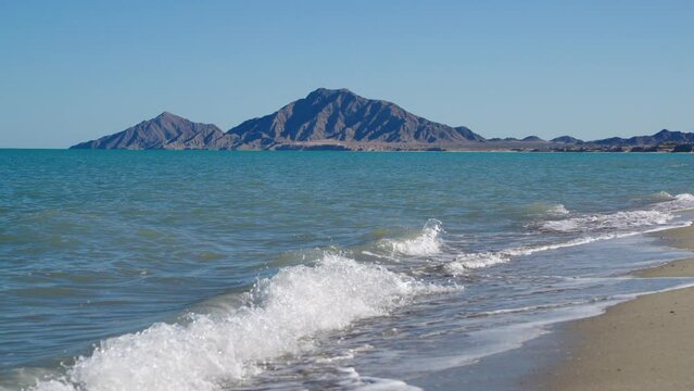 Waves crash in slow-motion in San Felipe Mexico