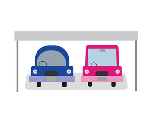 カーポートの下に停めてある自家用車2台