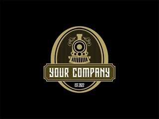 Train Transportation Logo Vintage Concept