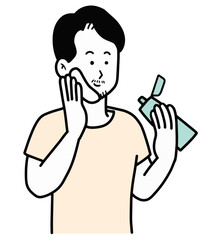 髭脱毛クリームを塗る男性のイラスト素材