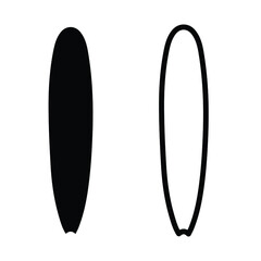 Surfboard collection. Simple solid and outline.Flat design glyph and thin line vector various surf desk icon set isolated on white background. EPS 10.