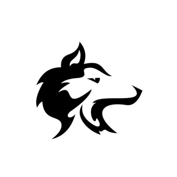 Simple Head Wolf Silhouette Logo Design Inspiration