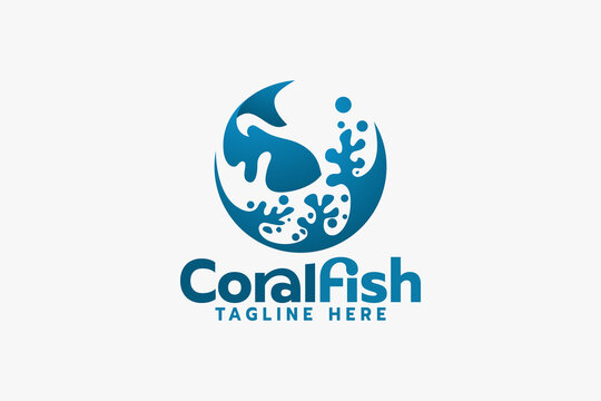 Coral reef tourism logo design template Royalty Free Vector
