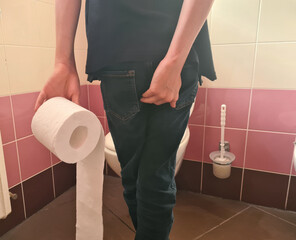 Child diarrhea keeping ass in toilet diarrhea and constipation closeup
