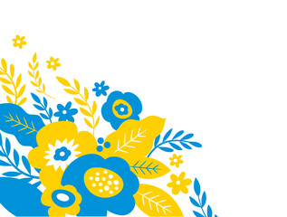 Abstract Floral background with yellow and blue flowers
