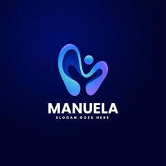 Vector Logo Illustration Letter M Gradient Colorful Style.