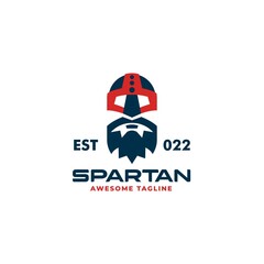 Vector Logo Illustration Spartan Simple Color Style.
