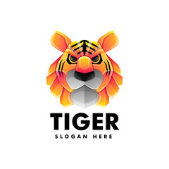 Vector Logo Illustration Tiger Gradient Colorful Style.