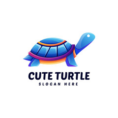 Vector Logo Illustration Turtle Gradient Colorful Style.